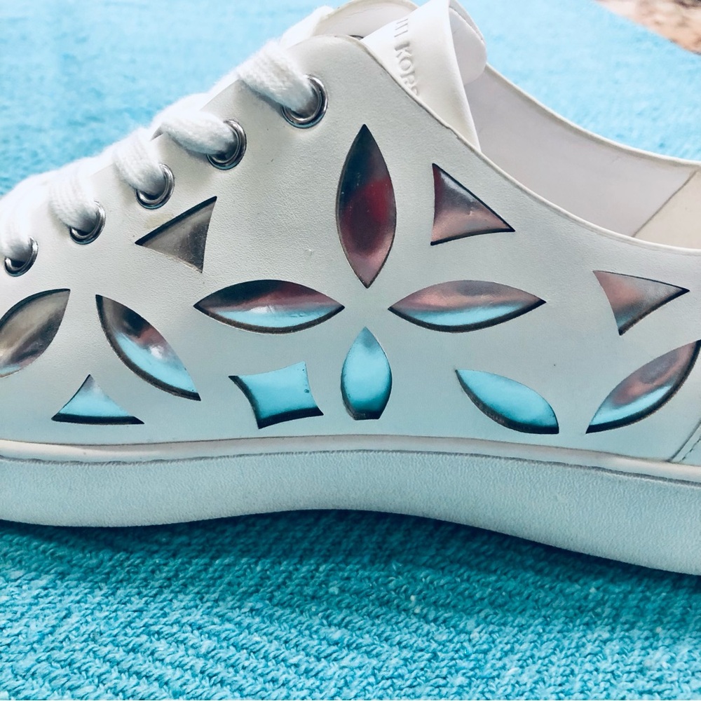 MICHAEL KORS white sneakers with silver inlays. Gorgeous! New. NWOB size… - Picture 9 of 13